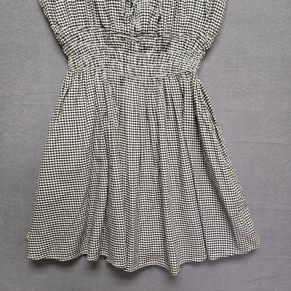 Gap Gingham Cottagecore Country Mini Dress Womens L Tall Black Ruffle Sleeve - Picture 4 of 13